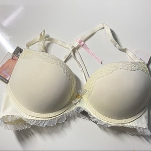 Daisy Fuentes-smith Strappy Back White Ruffle Bra